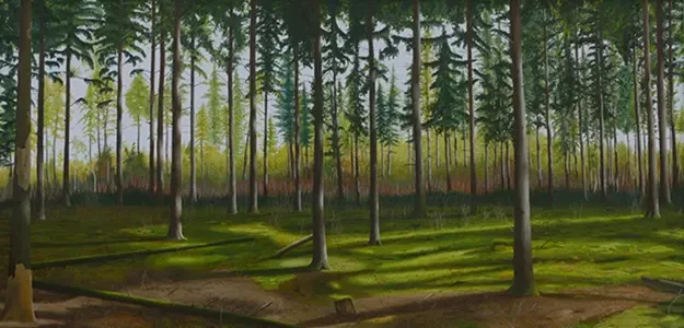 Bosgezicht, paneel 60x122